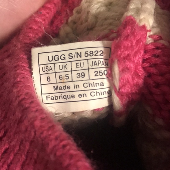 UGG Australia Classic Stripe Cable Knit Boots Ultra Pink Size 8 - Picture 2 of 4